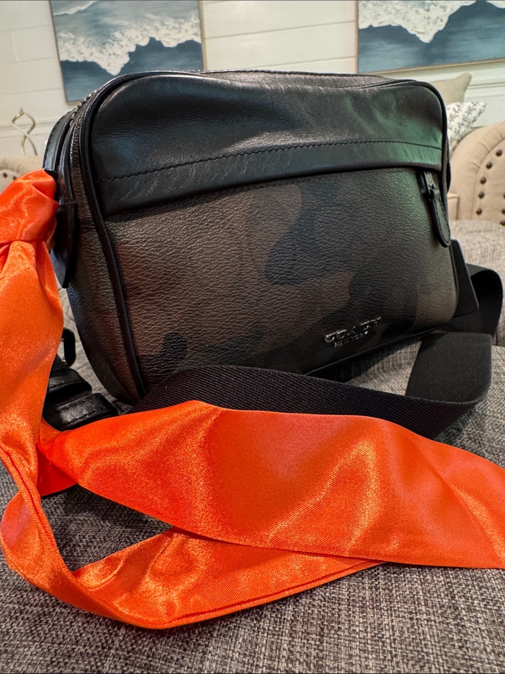 Coach Bag Graham Signature Camo Camouflage Black Crossbody - Picture 3 of 17
